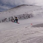 Having fun in the red jumps of the snowpark