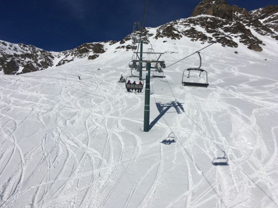 Heading up the chairlift of Creussans