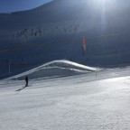 Sun beaming down on the snowpark