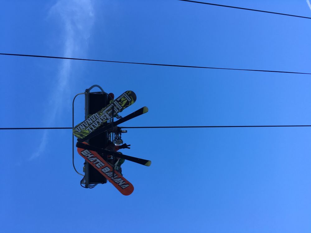 Snowboarding on a bluebird day