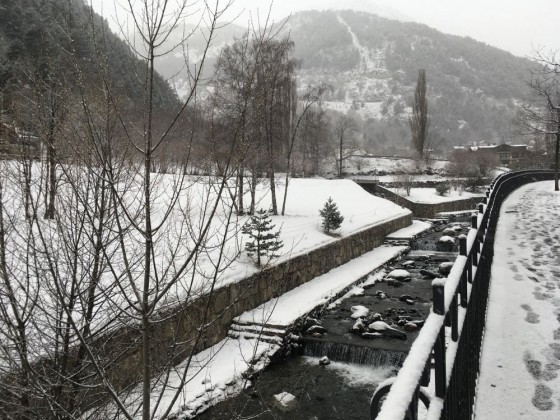 The village of Arinsal has turned white