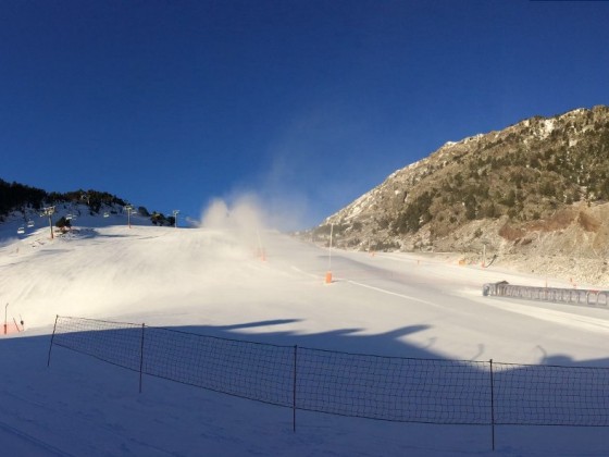 Snow cannons in action