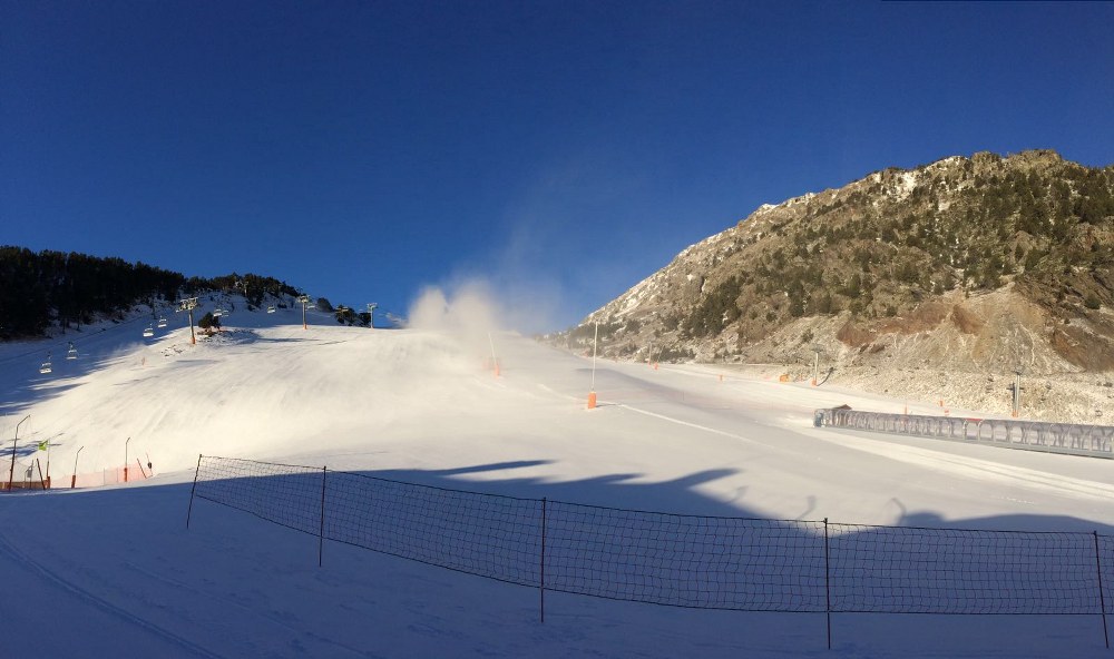 Snow cannons in action