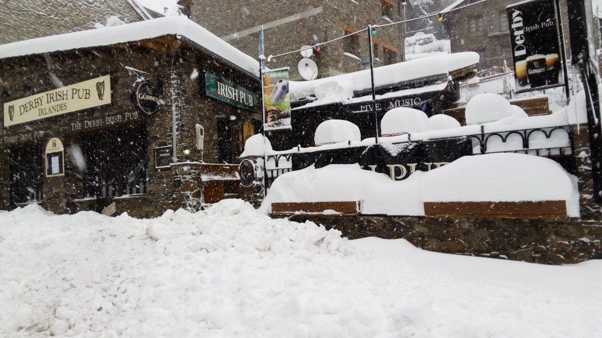 The Derby Irish Pub blocked by the heavy snowfall