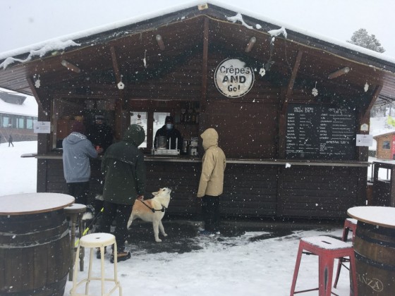 Creps & Go was open so we had a beer under the snow
