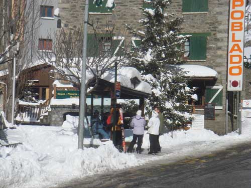 Snowy Bus Stop at the Gondola