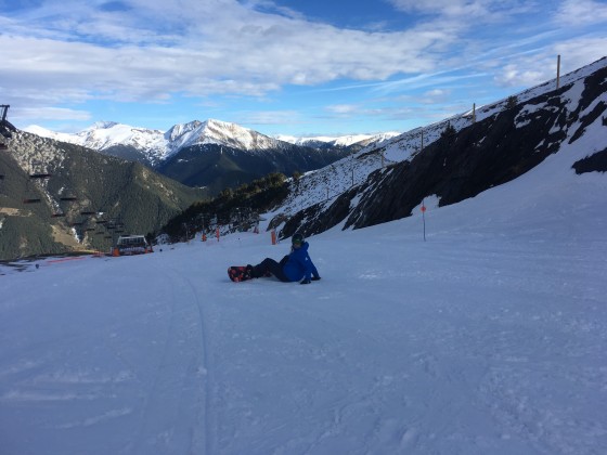 Rebecca having a break on the slopes of Arinsal