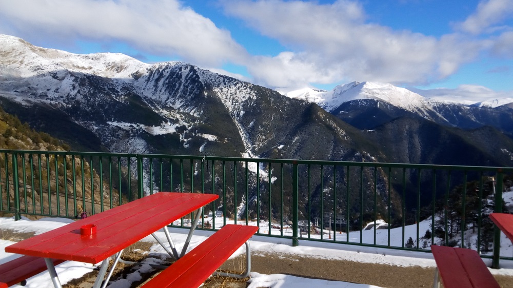 The view from Obelix terrace bar on the slopes of Arinsal
