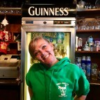 Annie behind the bar of The Derby Irish Bar
