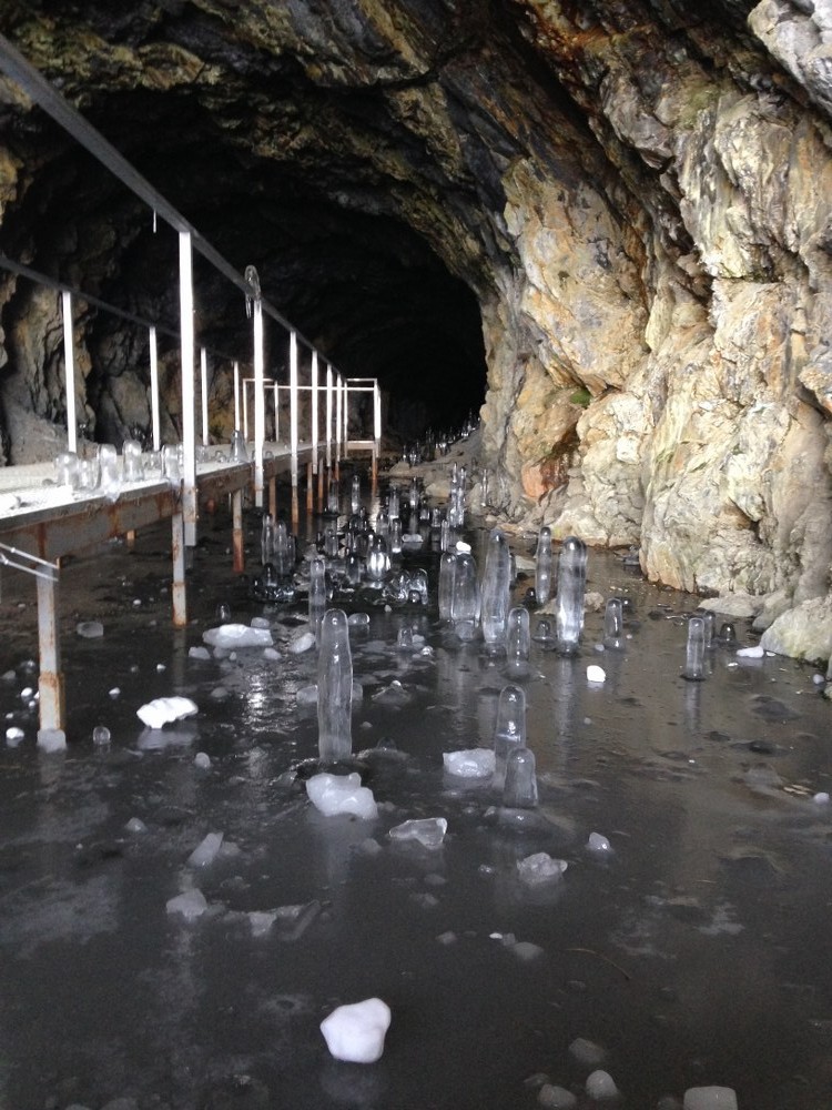 Stalagmites in the ice cave