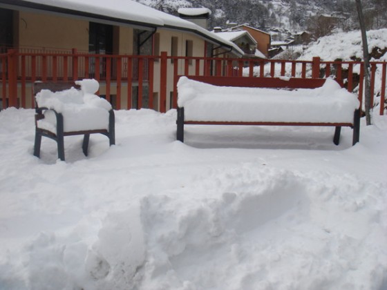 Some benches in Arinsal after heavy snowfall - 18/12/2011