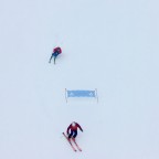 Skiers heading down El Mur