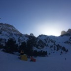 We skied until the sun went down