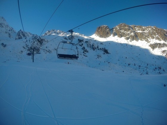 Chairlift La Basera in Arcalis heading up